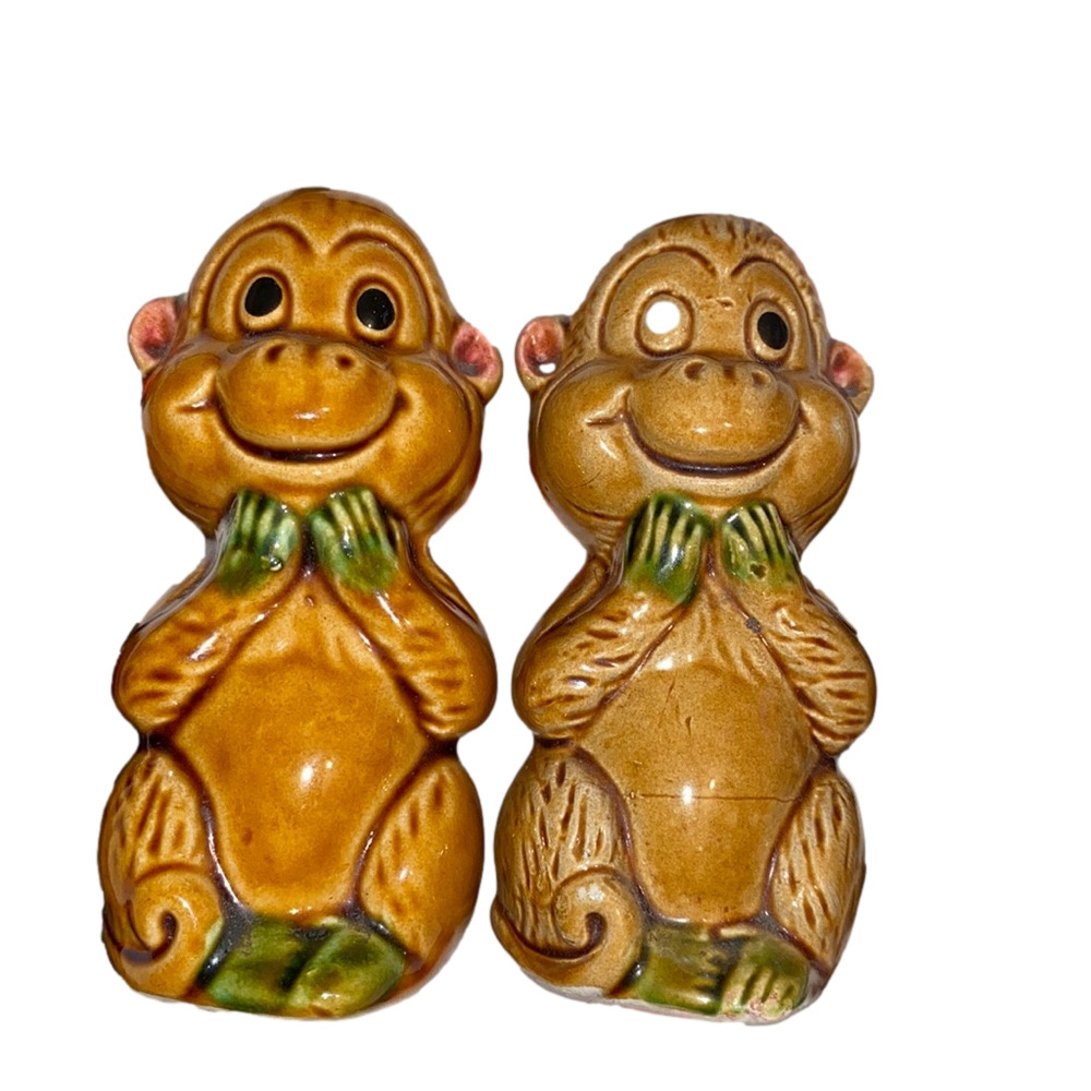 3/$30 Vintage Salt and Pepper Monkey Shakers